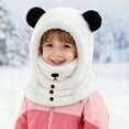 thumbnail image 2 of Bobifish Boys Winter Hat Warm Panda Ear Hooded Hat With Face Scarf Cold Weather Fluffy Windproof Hat, 2 of 9