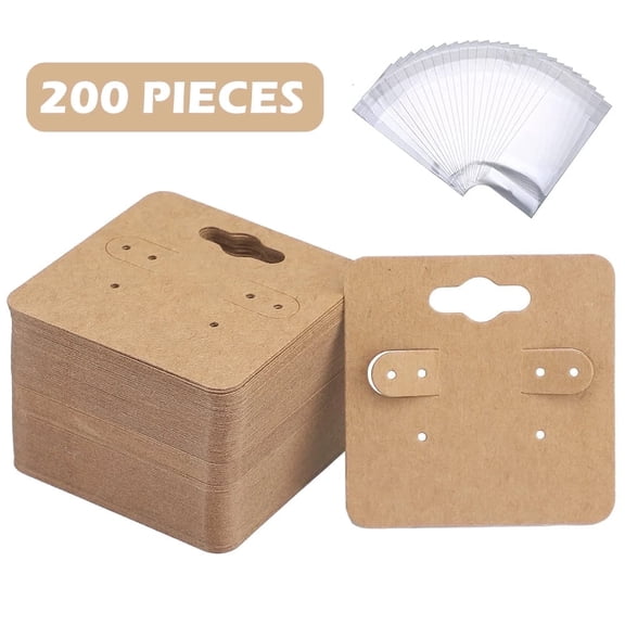 Youersen Earring Display Holder Cards, 2 inch Kraft Paper Tags for Jewelry Sales, DIY Crafts, Brown, 200 Set