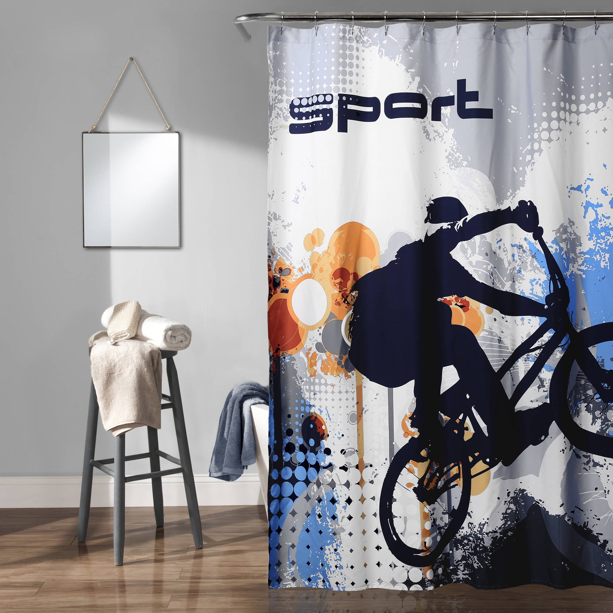 Lush Decor Bmx Kids Sports Polyester, Kids Sports Shower Curtain