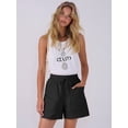 thumbnail image 5 of Women Comfy Drawstring Casual Elastic Waist Pure Color Shorts with Pockets Black S, 5 of 8