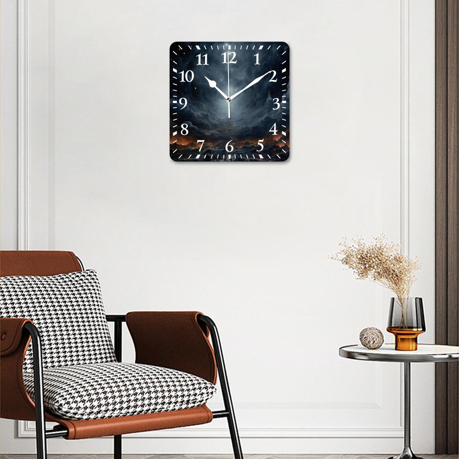 10 Inch Wall Clock Battery Operated Silent Clock Decorative for Office, Kitchen, Outdoor, Living Room，Outer Space Spiral Galaxy Image Space and Stars Picture