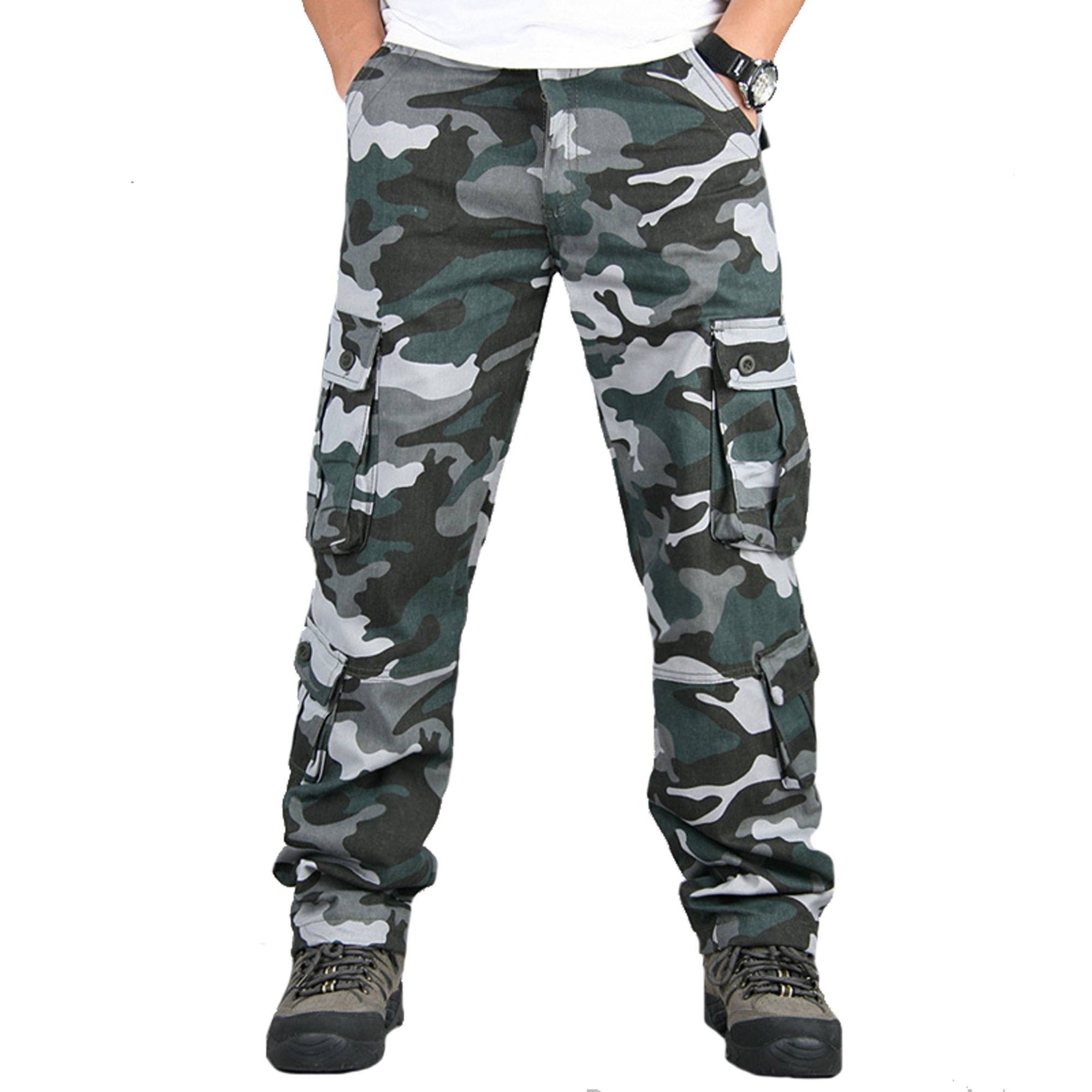 Mens Military Combat Trousers Camouflage Printed Cargo Army Casual Work ...