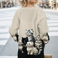 thumbnail image 6 of Wang6 Women Oversize Cardigans Jacket Trendy Long Sleeve Lightweight Button down Coat Fall Open Front Cute Cat Printed Outwear Tops Beige XL, 6 of 6