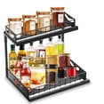 thumbnail image 4 of Estante De Condimentos De Especiero Capa Push-pull,Organizador Para Debajo del Fregadero,2 Niveles Multiuso Organizador Estante Tarros Especias Estante de Almacenamiento de Cocina Baño, 4 of 7