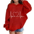 thumbnail image 3 of Mercatoo Kids School Group Sweatshirt Style Baseball Girl's Fall/Winter Valentine's Day EKG Printed Hooded Jacket, 3 of 3