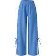 thumbnail image 3 of DuoJiaJ Casual Pants Fashionable Solid Color Loose Fit Comfortable Trousers For Everyday Wear And Leisure Activities Women's Wide Leg Pants Blue XXXL, 3 of 3