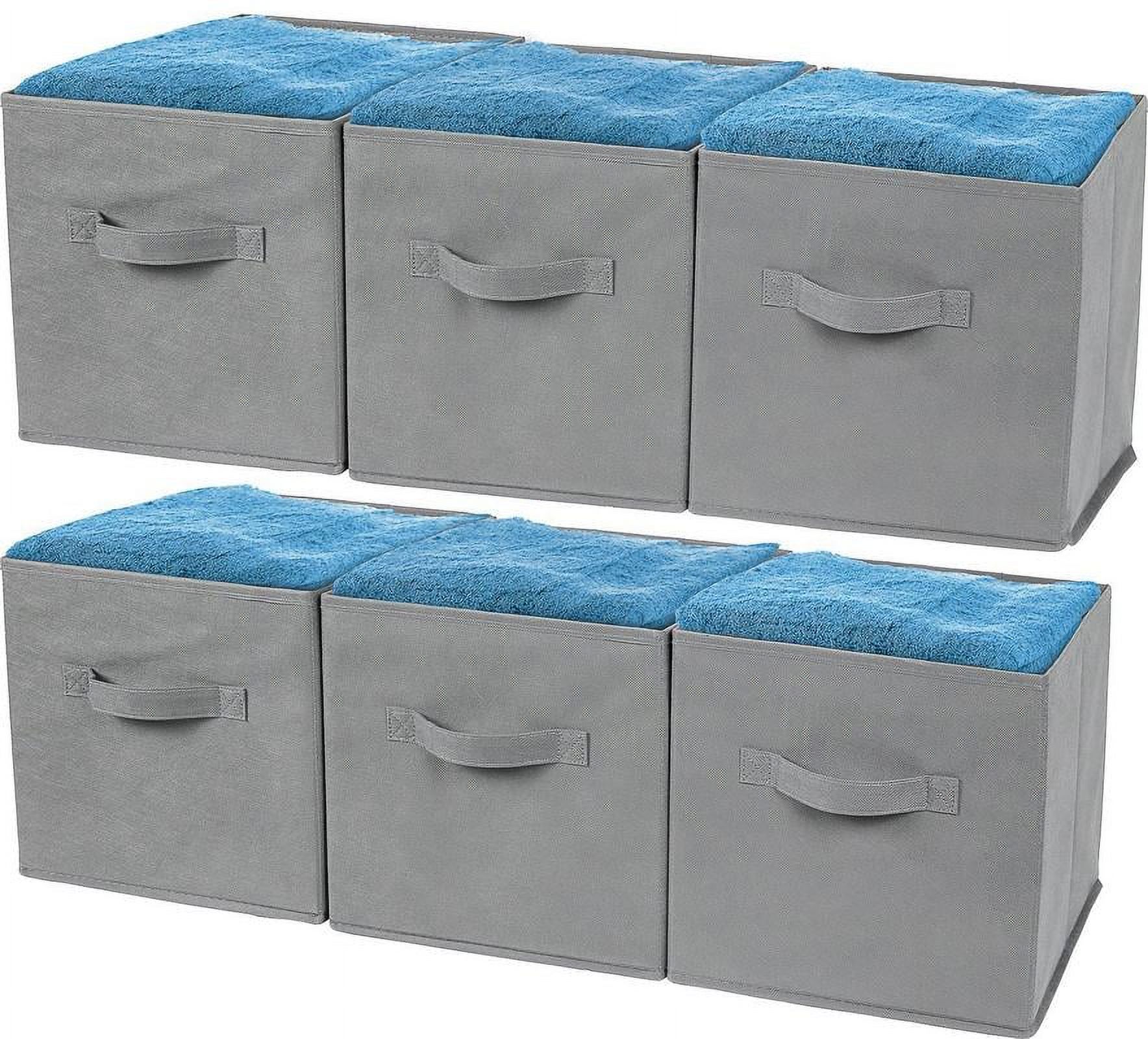 Greenco Foldable Fabric Storage Cubes Non-Woven Fabric | Gray Cube Storage Bins | Shelf Baskets| Gray Fabric Cubes | 6 Pack - image 4 of 5
