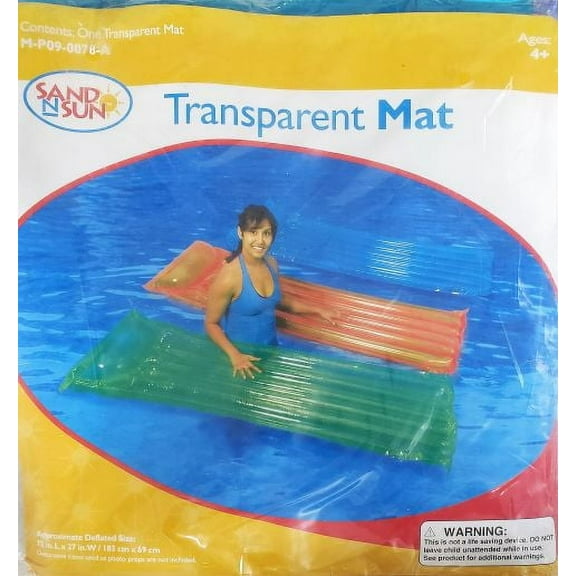 Sand N Sun Swim Float Mat 72" Transparent Pool Blue