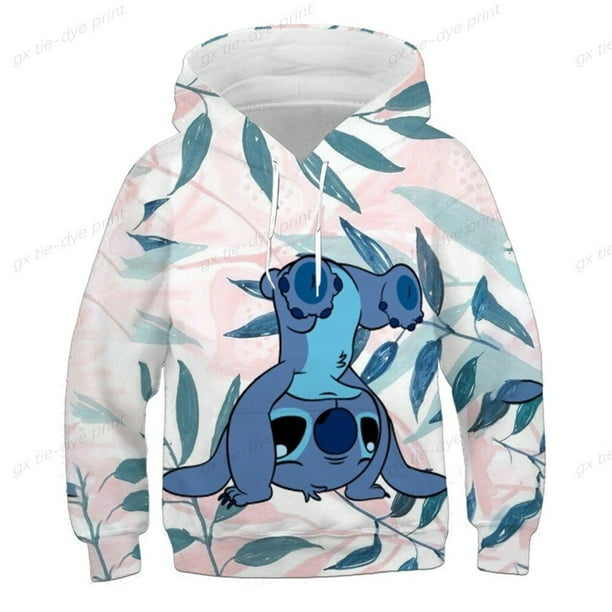 Disney Stitch dibujos animados 3d impresión Kawaii niños niñas suelta Sudadera con capucha niños dibujos animados tendencia calle nueva primavera y otoño 130 heqiyong CONDUJO