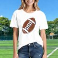 thumbnail image 5 of TaTaai Women Fashion Football Print T-Shirt Crew Neck Short Sleeve Loose Casual Top Ladies Daily Outdoor Holiday Wear No Fading Soft Comfortable High-Rated Casual Top Gift, 5 of 7