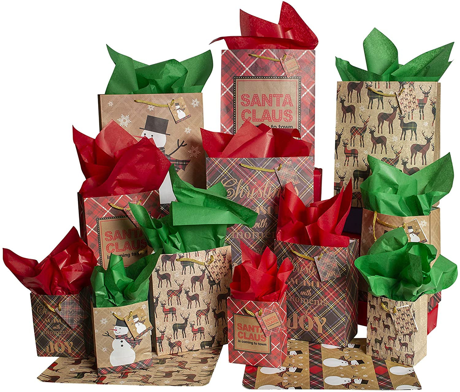 12 Reindeer Paper Bags Christmas Gift Party Kids Cupcake Xmas Wrapping