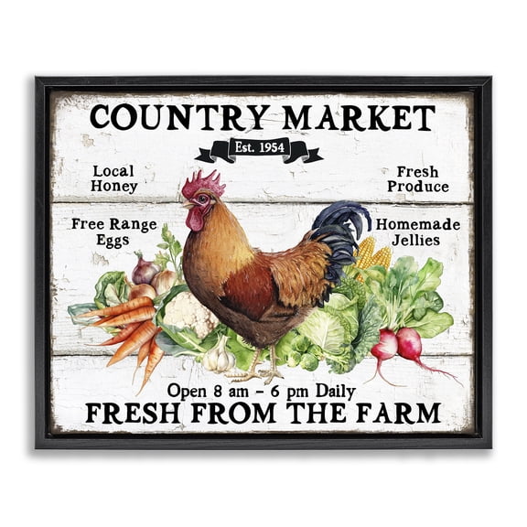 Stupell Industries Cottage Country Market Vegetables Black Floating Frame Canvas Art, 21 x 17, by Creatif Belle