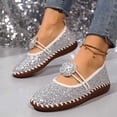 thumbnail image 4 of Miluxas Women's Shiny Sequin Rhinestone Floral Flat Shoes, Elastic Band Slip On Moccasins, Bling Flats for Party, Wedding and Daily Casual Dress Outfits White 6.5(38), 4 of 6