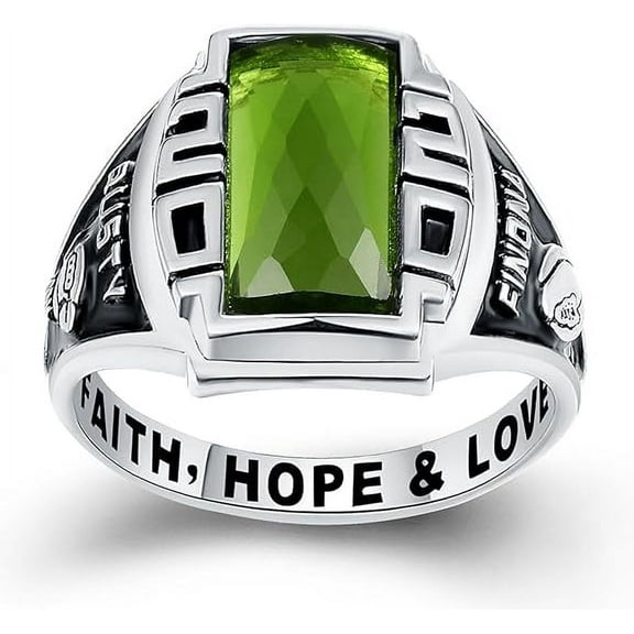 Custom Class Rings Fully Personalized Class Rings for Men Sterling Silver Rings Birthstones Class Rings Class Rings for Men High School Size 5-15 Men's Class Rings