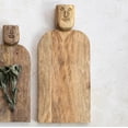 thumbnail image 2 of Creative Co-Op Large Hand-Carved Mango Wood Cheese Slicer and Cutting Board with Face Handle Design and Combed Finish, Natural, 2 of 5