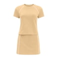 thumbnail image 5 of Ohufall 2PC Womens Short Skirt Sets Sport Short Sleeve Crew Neck Solid Color Elastic Waist Top with Short Skirt Sets, 5 of 5