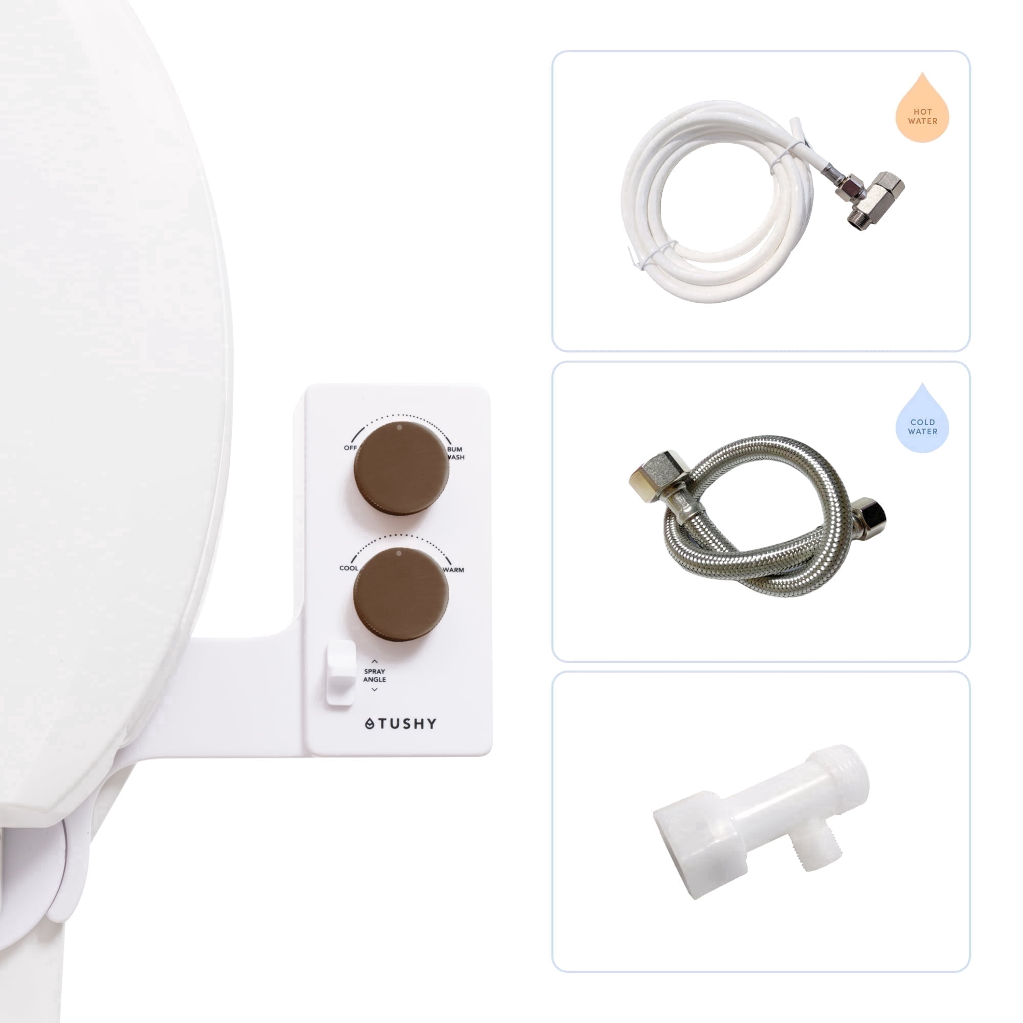 TUSHY Spa Self-Cleaning Warm Water Bidet Attachment, Adjustable Nozzle Angle, Pressure Control, Easy DIY Home Install, Requires Sink Access for Temperature Control, Bronze
