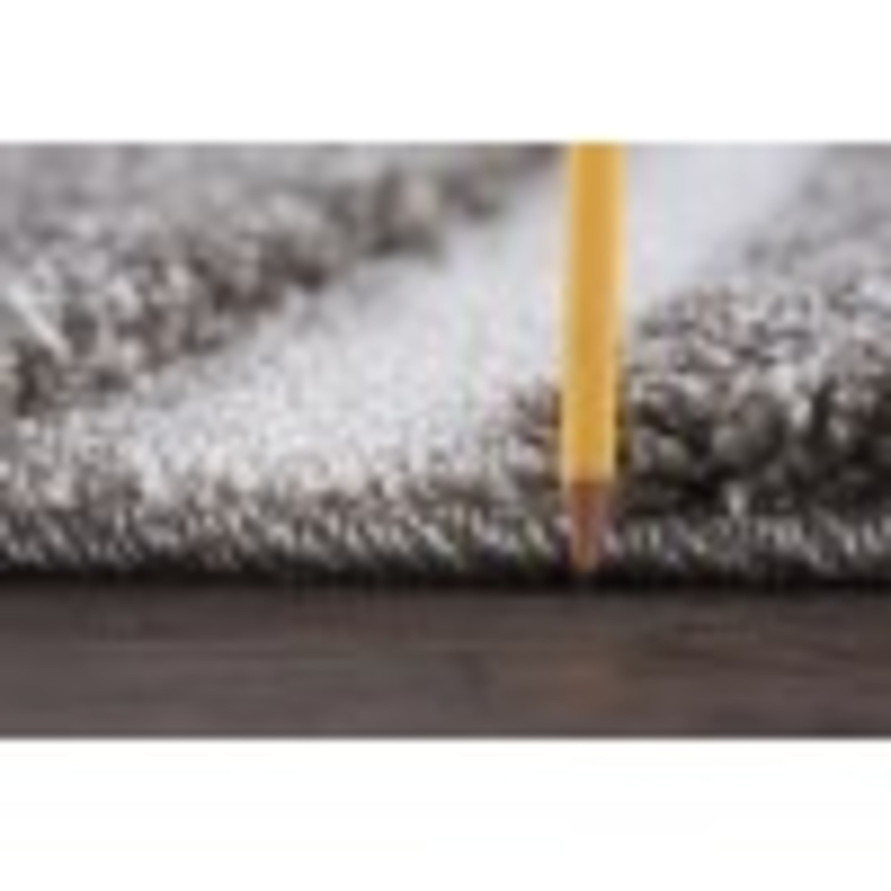Contemporary Area Rug Shag Thick (5'3'' Square) Stripe Gray, Cream Indoor Square Easy to Clean