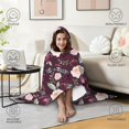 thumbnail image 4 of Wearable Blanket,Pioneer Flower Floral Print Pattern Hooded Wearable Flannel Blanket for Adults & Teens,Winter Poncho Shawl Wrap Cape Cozy Anti-Pill,50"x60", 4 of 5