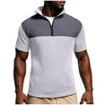 thumbnail image 2 of Ceisia Men's Slim Fit Short Sleeve Half-Zip Color-Blocked Top Waffle-Knit Texture Spring Summer Shirt Gift, 2 of 6