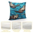 thumbnail image 4 of Nawypu  Dark Blue Cute Sea Otters Pillow Covers Fall Pillow Cover Cushion Case for Bed Couch Sofa Holiday Farmhouse Decorative, Rectangle,, 4 of 5