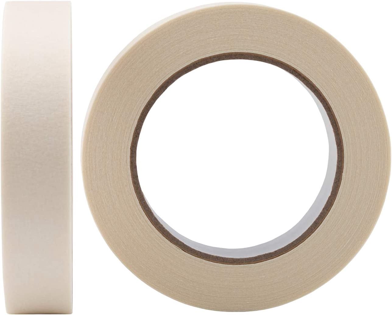 Masking Tape 1 inch, 10 Pack General Purpose Masking Tape Bulk Multipack for Basic Use, 1 inch x 55 Yards x 10 Rolls (550 Total Yards) White,Beige