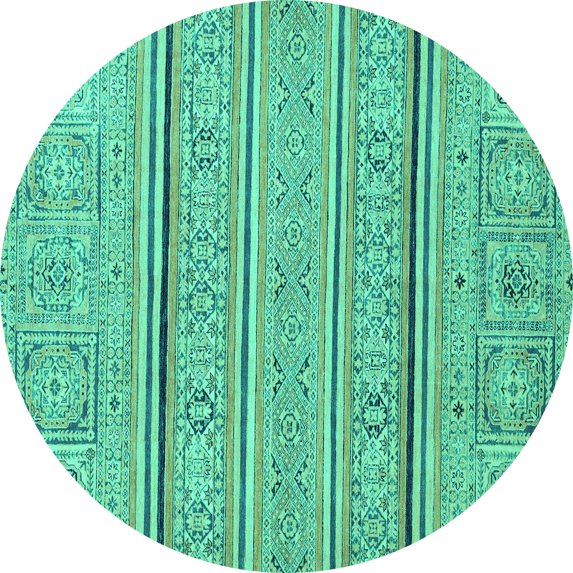 Ahgly Company Indoor Round Abstract Turquoise Blue Modern Area Rugs, 7' Round