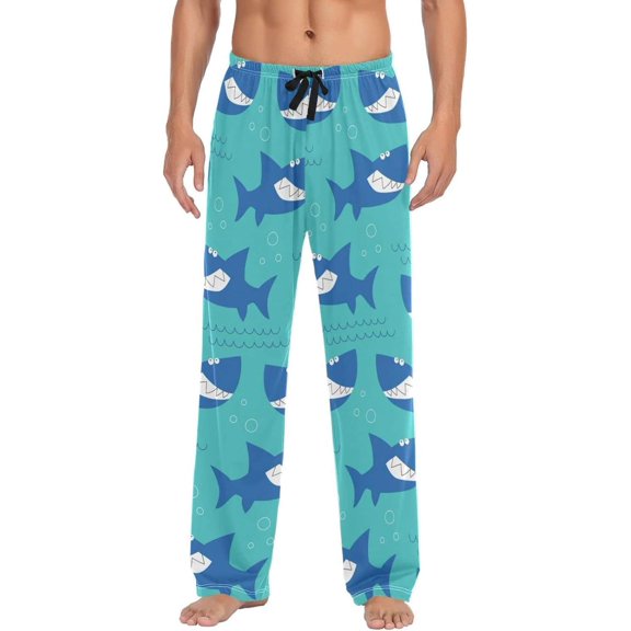 GZHJMY Shark Pajama Pants for Men, Lounge Pants Lightweight Men Pajama Bottoms with Drawstring Pockets, Christmas New Year Birthday Gifts, Large