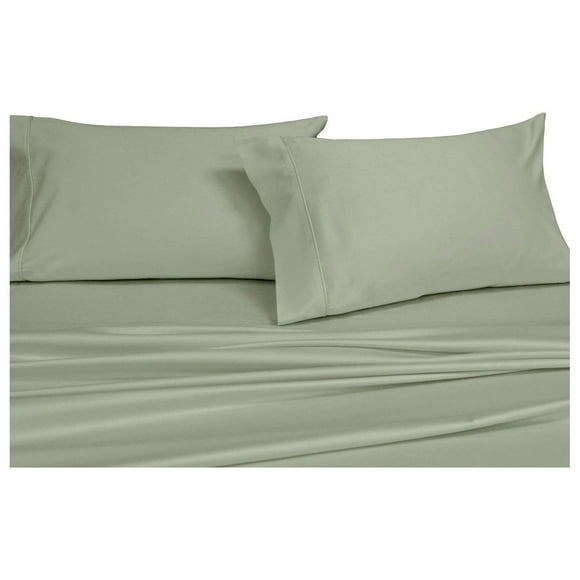 Abripedic Draps en Satin Uni, Ensemble de Draps 4 Mcx 600 Fils, 100 pour Cent Coton, Poche Profonde, Double, Sauge