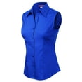 thumbnail image 3 of Made by Olivia Women's Junior Fit Sleeveless Stretchy Button Down Collar Office Formal Casual Blouse Shirts Top (S-3XL), 3 of 5