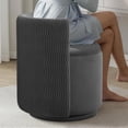 thumbnail image 3 of Velvet Swivel Accent Chair with Storage, 360° Vanity Makeup Chair with Wave Back, No Assembly Comfy Single Sofa Chair, Small Accent Stool for Bedroom, Dressing, Living Room, White, 3 of 7