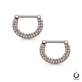 thumbnail image 3 of Nipple Rings Clickers Ion Plated 16ga or 14ga with Double Paved Crystals 1 Pair, 3 of 11