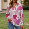thumbnail image 2 of Valentines Shirts for Women Henley Button Down V- Neck Casual Top Spring Fashion Tees Heart Print Long Sleeve T Shirts, 2 of 5