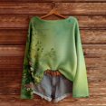 thumbnail image 3 of Oversized Sweaters for Women Long Sleeve Casual Crewneck Drop Shoulder Boho Floral Pattern Pullover Sweater Fall Knit Tops, 3 of 4