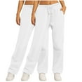 thumbnail image 3 of CFLVAEK 2 Pack Sweatpants for Women Casual Drawstring Elastic Waist Workout Sweatpant Loose Fit Wide Leg Lounge Pants with Pockets White M, 3 of 7