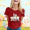 thumbnail image 2 of Alun Easter Bunny Ears Stethoscope Short Sleeve T Shirts Easter Nurse Bow Graphic T-Shirt for Women Casual Crew Neck Festival Printed Tee Tops Spring Summer Clothing 3-Red XL, 2 of 4