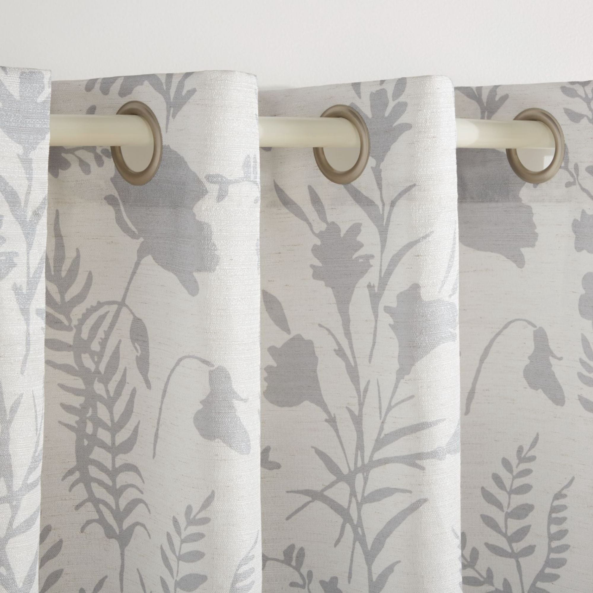Exclusive Home Silhouette Floral Light Filtering Grommet Top Curtain Panel Pair, 54"x84", Light Grey, Set of 2
