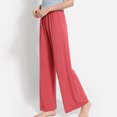 thumbnail image 2 of Defitshape Women's High Waisted Pants Plus Size Straight Leg Cropped Solid Plain Wide Leg Palazzo Lounge Pant Drawstring Bottoms Casual Red X-Large, 2 of 5
