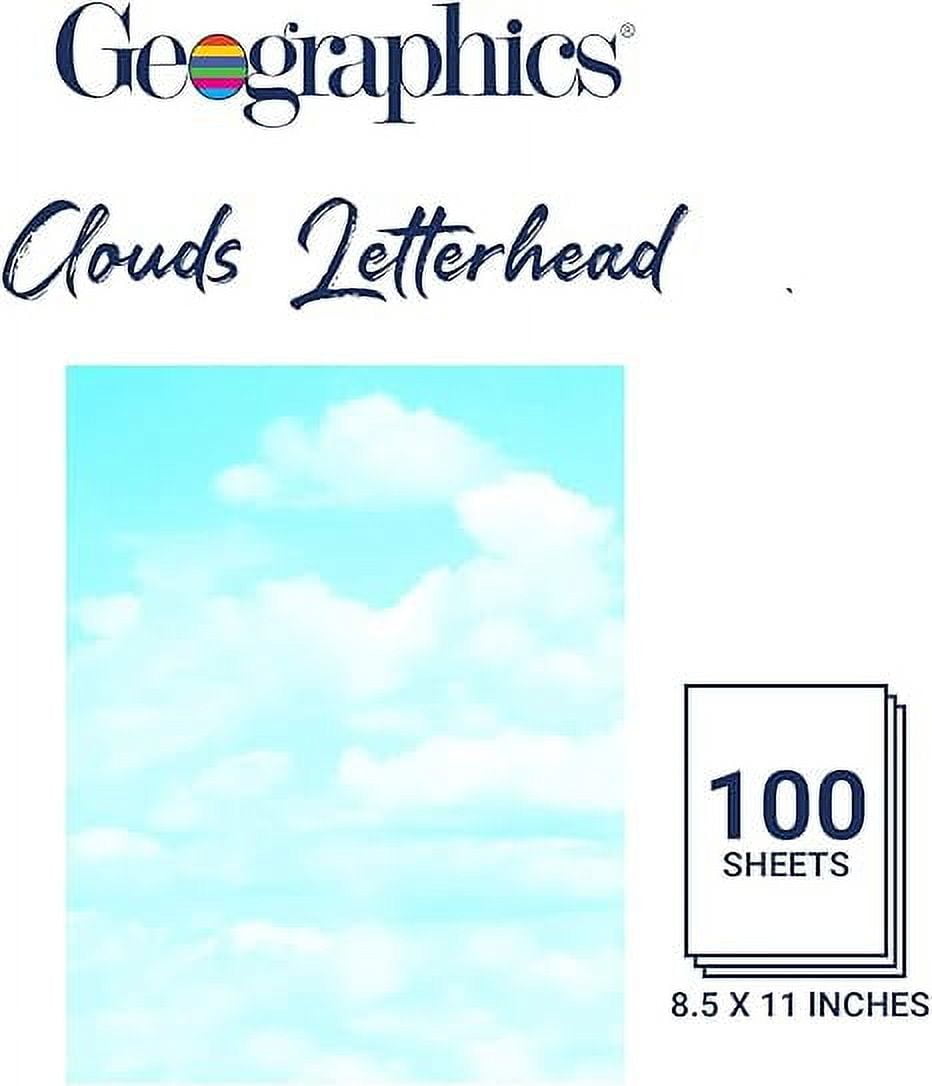 Geographics 8-1/2" x 11" 24-Pound Design Paper with Clouds, Blue/White, Pack of 100