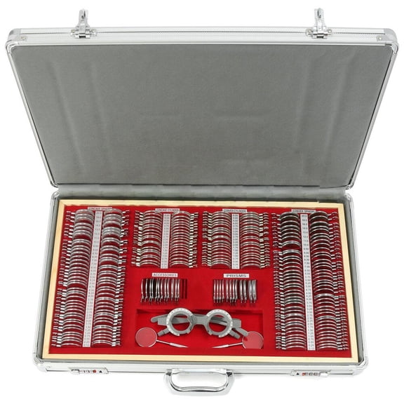 266pcs Optical Trial Lens Set Optometry Kit Metal Rim Ophthalmic Lenses ALU Tool