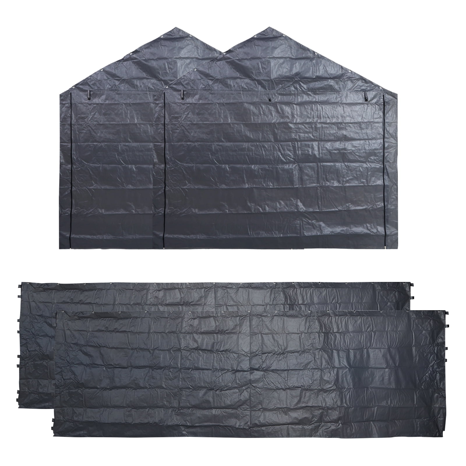 Abba Patio 10x20 ft Weather Carport Sidewall Tarp Replacement, Dark Grey- Top&Frame Not Included