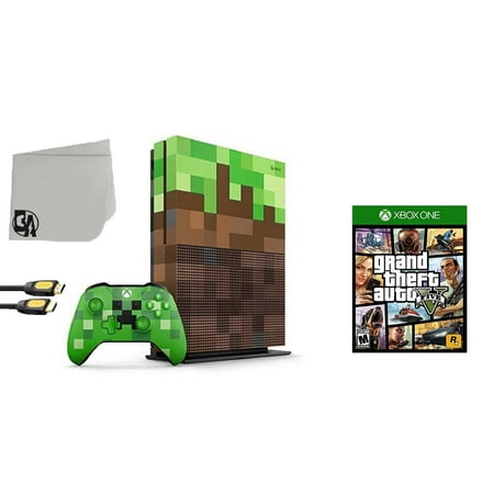 23C-00001 Xbox One S Minecraft Limited Edition 1TB Gaming Console with Grand Theft Auto V BOLT AXTION Bundle Used