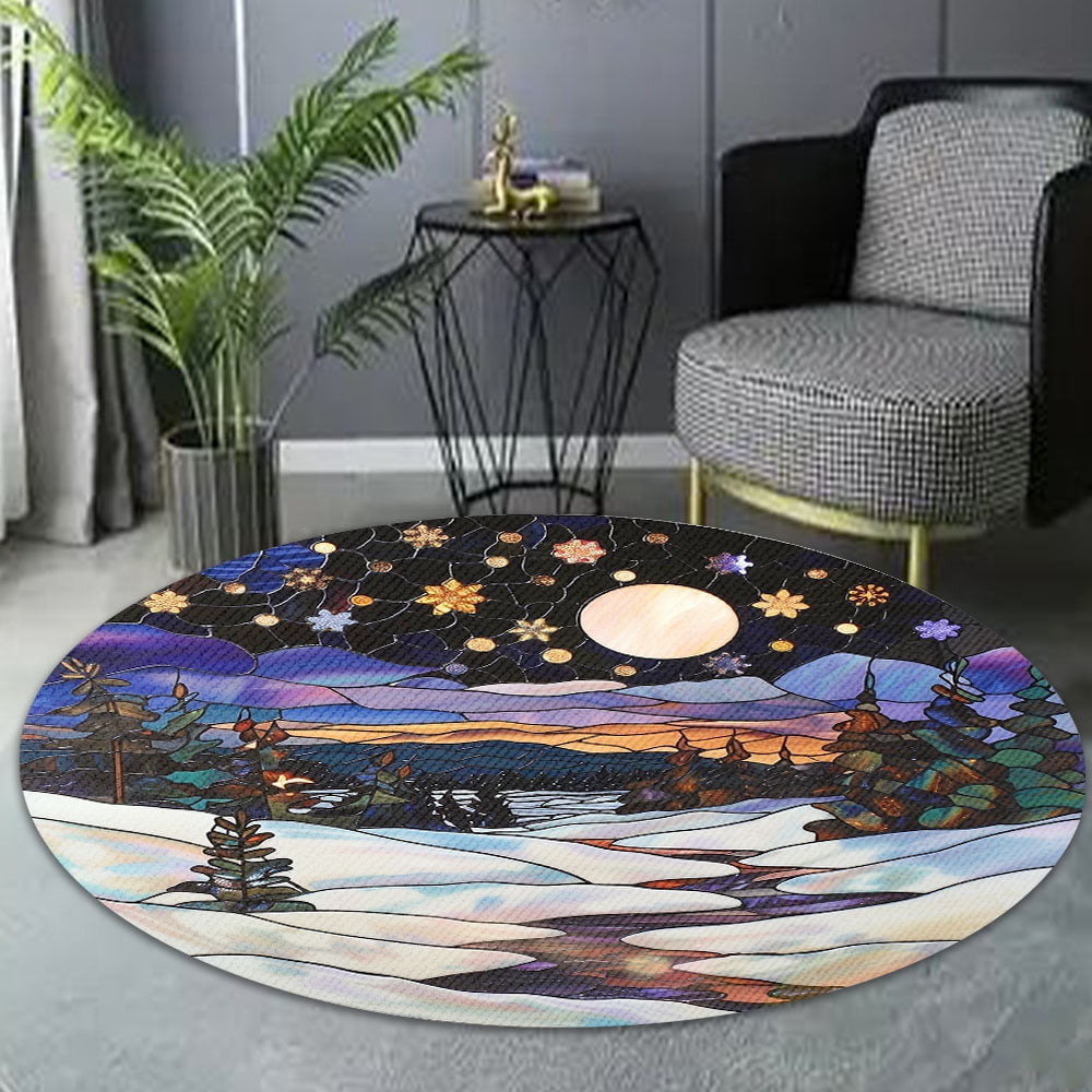 Round Area Rug, Sunset Non-Slip Floor Mat, Soft Washable Carpet for Living Room Bedroom Decor 24 Inch