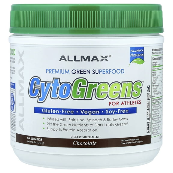 ALLMAX CytoGreens®, Premium Green Superfood For Athletes, Chocolate, 0.8 lbs (345 g)