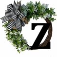 thumbnail image 1 of HAOAN Monogram Initial Letter Wreaths for Front Door with Striped Linen Bow & Grapevine Base Farmhouse Rustic Door Decor Spring Summer Green Wreath for Indoor Outdoor Home Xmas Decor, 1 of 6
