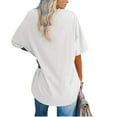 thumbnail image 6 of TIHLMK Women Tops and Blouses Women's Casual V-Neck Half Sleeve Solid Loose Shirt Blouse Tops White, 6 of 9