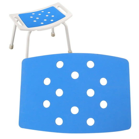 Hweilai Seat Cushion with Sticky Back, Waterproof EVA Soft Foam for Narrow Bath Chair, Shower Bench, Bathroom Stool Cushion, Non-Slip Mat with Holes for Shower Chair