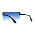 thumbnail image 4 of Flat Top Half Rim Oversize Shield 80s Fashion Sunglasses Black Blue, 4 of 4