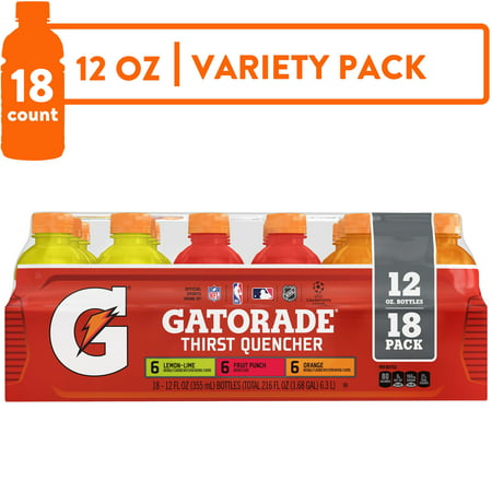 Gatorade Thirst Quencher Variety Pack, Lemon Lime/Fruit Punch/Orange Sports Drinks, 12 fl oz, 18 Count Bottles