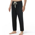 thumbnail image 3 of AherBiu Mens Linen Pants Drawstring Elastic Waisted Straight Leg Trousers Causal Loose Summer Fall Beach Pants, 3 of 8